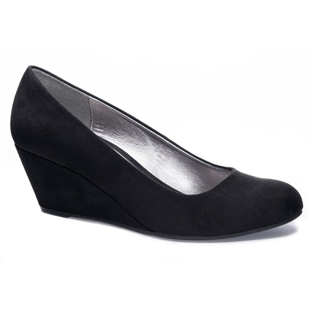 CL by Laundry Womens Miri Black Slip On Round Toe Wedge Wedge Heels Shoes NWT